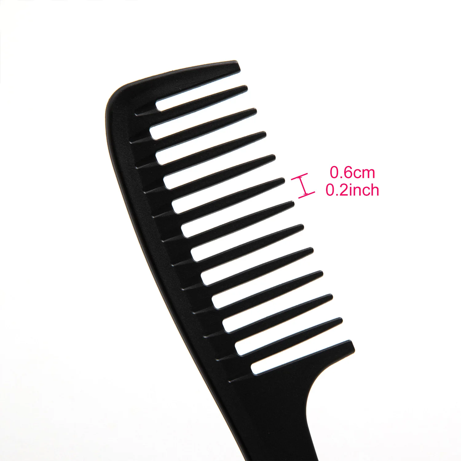 Black 2PC Large Teeth Comb Handle with Hole Smooth Surface Big Knife Comb Professional Salon Barber Hair Hairdressing Combs 6