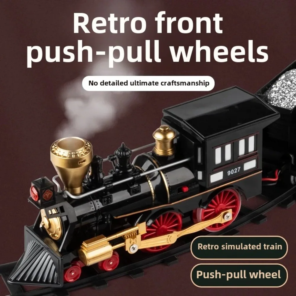 Simulation Retro Steam Train Remote Control Electric Stepless Speed Add Water and Smoke Train Children's Toys Gift