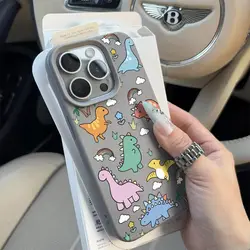 Multicolored Little Dinosaur Phone Case - TPU Protective Cover - Galaxy S23 Ultra (GRAY)