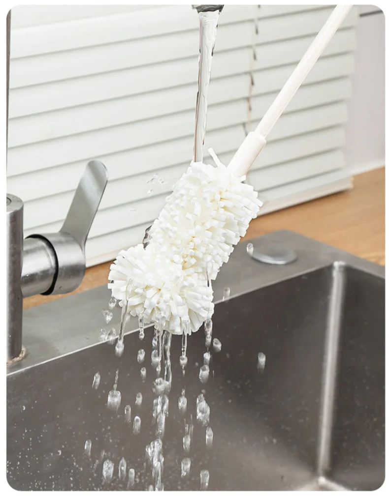 New Kitchen Wine Glass Cleaner Sponge Brush Cup Deep-Clean Reusable Long Handle Non-Scratch For Bottles Scouring Cleaner Tools_voghion.com