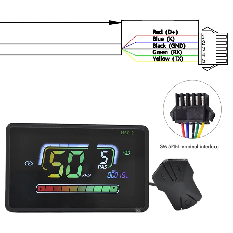 H6C-2 E-Bike Bluetooth Speedometer LCD Display Electric Scooter Meter Dashboard UART Formountain Electric Bike SM5PIN