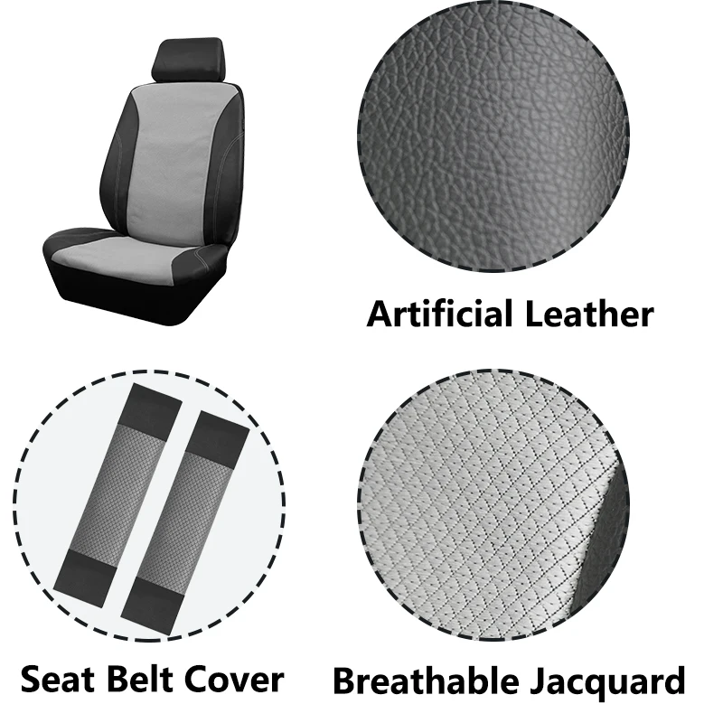 

AUTO PLUS Universal Breathable Jacquard and Artificial Leather Front Seat Car Seat Covers Safe Belt Covers Factory Dropshipping