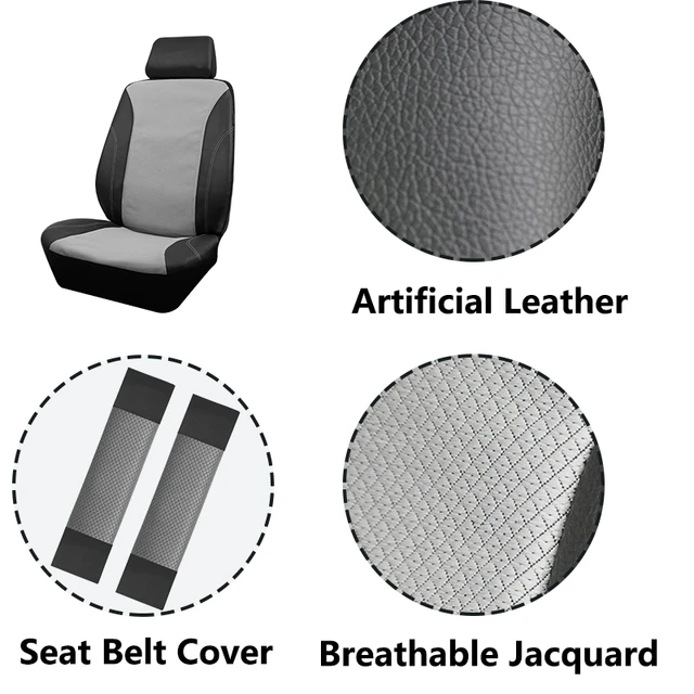 AUTO PLUS Universal Breathable Jacquard and Artificial Leather Front Seat  Car Seat Covers Safe Belt Covers Factory Dropshipping - AliExpress