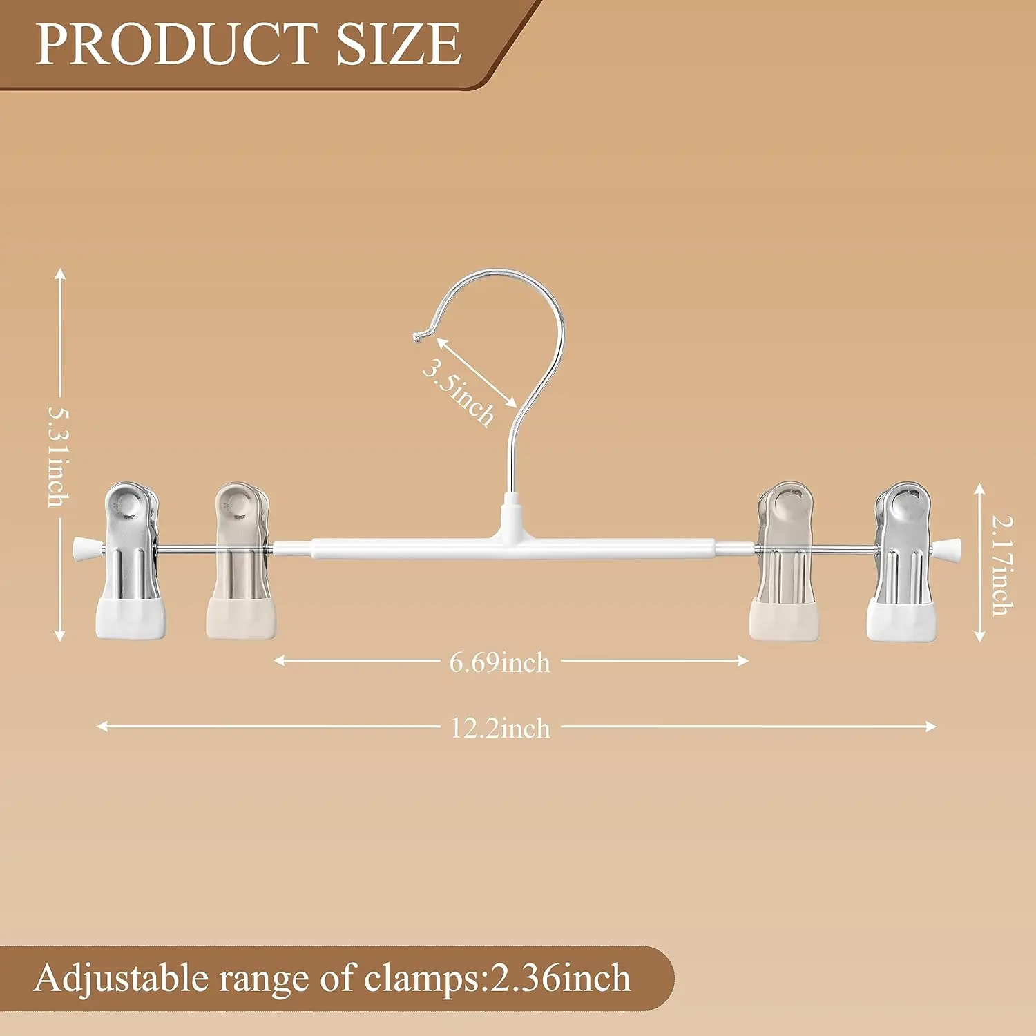 Clothes Hanger Pants Hangers with Clips 5/10Pack Adjustable Skirt Hangers for Women Non-Slip for Jeans