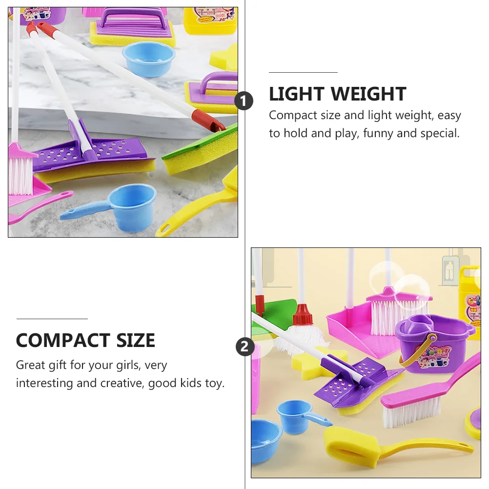 Pretend Cleaning Play Set Toddler Housekeeping Tools Plastic Equipment Toys Child Playthings 4