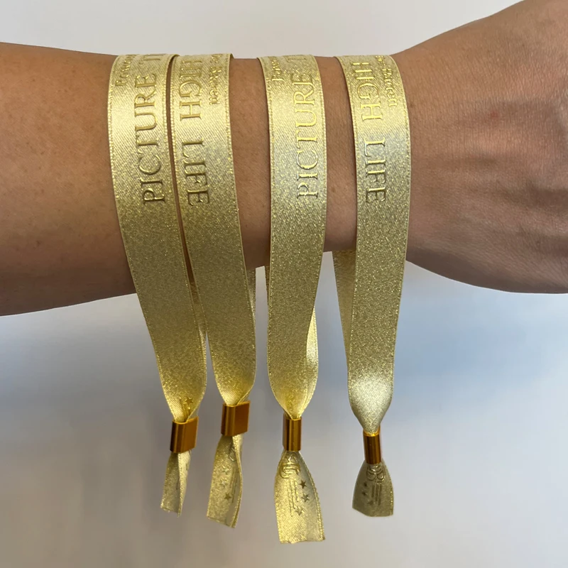 

Gold Thread Silk Comfort Wristbands for Conference Festival Celebration Events Party, High Quality Custom Bracelets, 245 Pcs