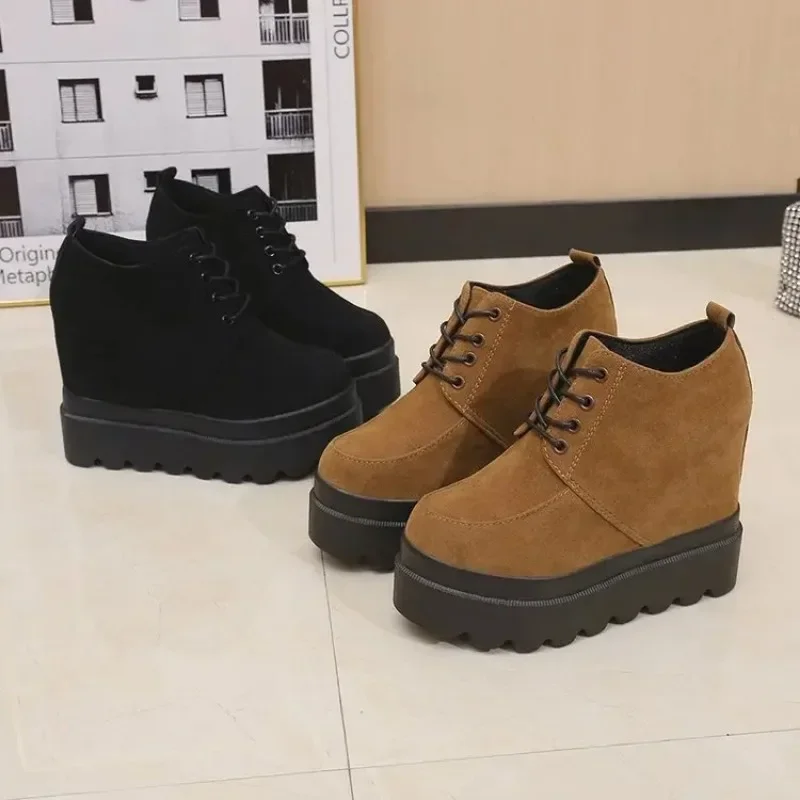 Women's High Platform Shoes 2023 New Autumn and Winter Wedge Casual Heel Waterproof Fashion Shoes Thick Sole Sports Boots Shoes