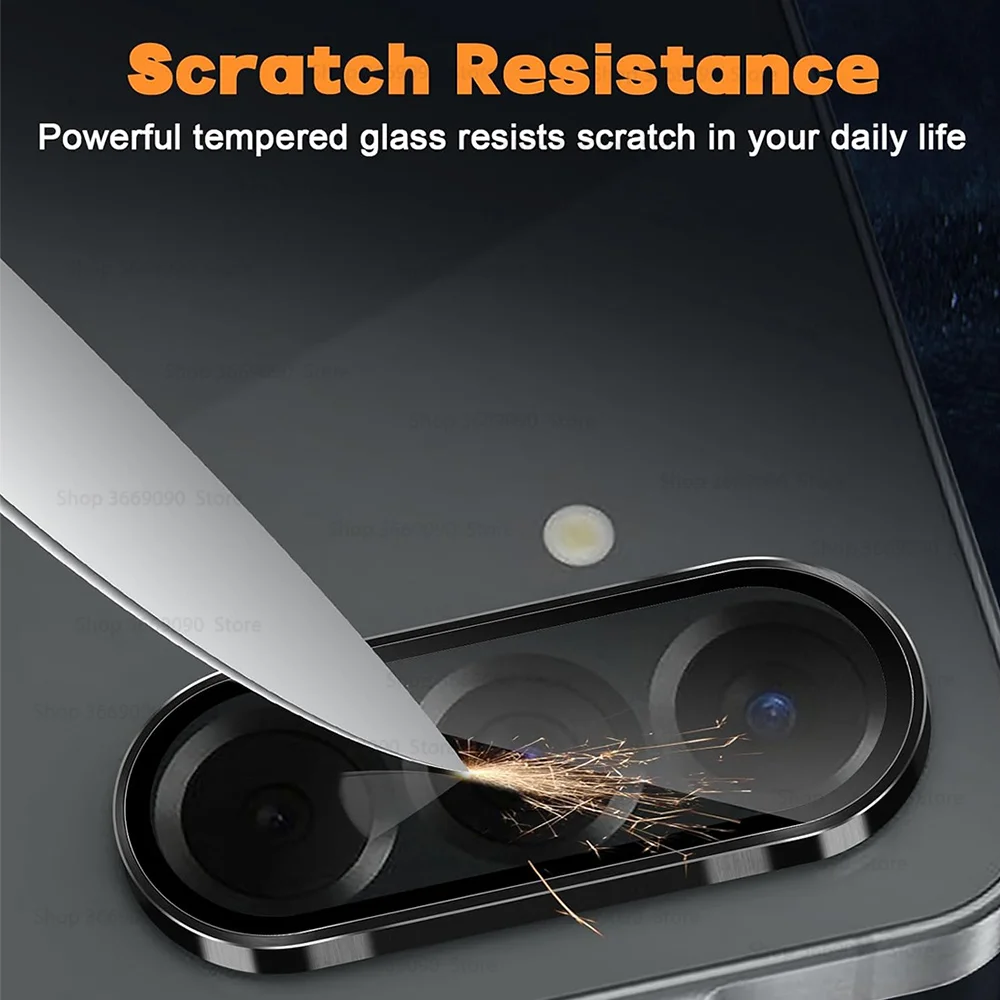 Premium Back Lens Glass Case with Metal Alloy Ring Protector Film