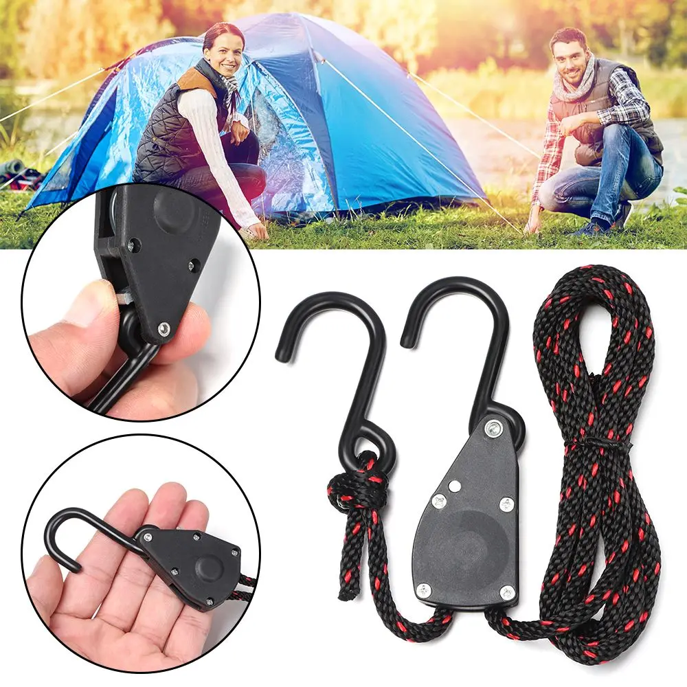 

1/4 1/8 Inch Adjustable Rope Fastener Fixed Buckle Pulley Tensioner Lights Lifting Ratchet Hangers Awning Wind Rope Camping Tool