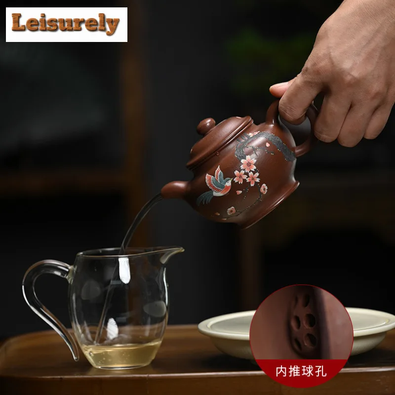 300ml Yixing Purple Clay Teapots Famous Master Handmade De Zhong Pot Raw Ore Di Cao Qing Mud Tea Brewing Kettle Zisha Tea Set