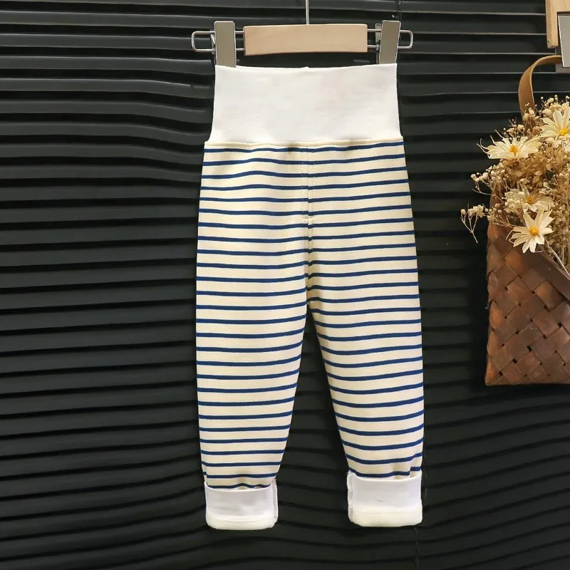 Newborn Infant Pants Thicken Keep Warm in Winter Baby Clothes Bebe Boy Girl Striped Leggings Kids Unisex Trousers 3