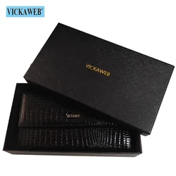 Elegant PU Patent Leather Women's Wallet with Magnetic Hasp Closure (Black Wallet and Box)