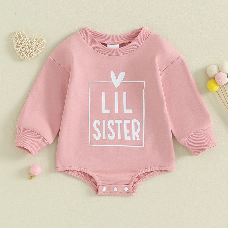 

Toddler Baby Boy Girl Sibling Matching Outfits Big Sis Lil Sis Big Bro Lil Bro Embrodery Sweatshirts Rompers Top