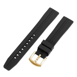 Enhanced Sports Silicone Watch Band - Extended Length Rubber Strap - 22mm (Black Gold)