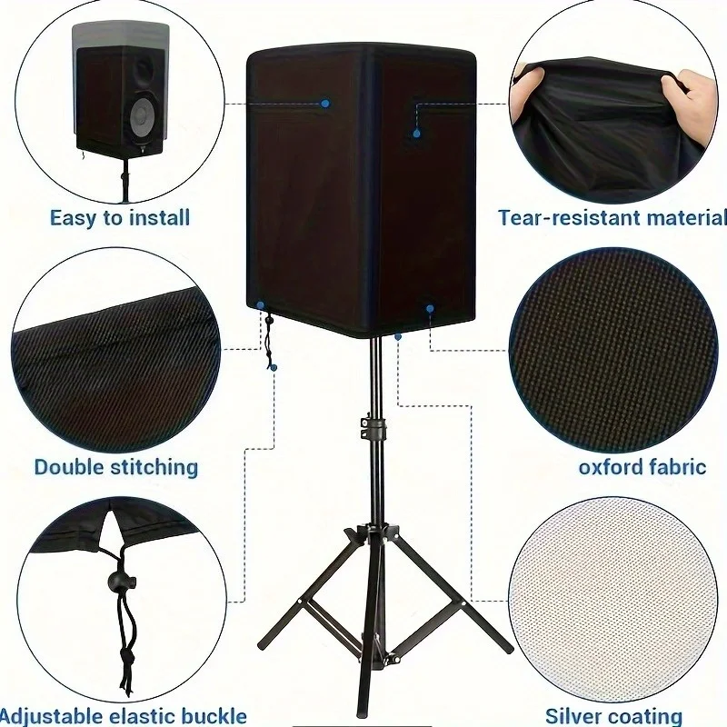 Copertura per Altoparlanti in Tessuto Oxford Resistente ai Raggi UV per Tutte le Condizioni Atmosferiche, Disponibile in Diverse Misure per Uso Interno ed Esterno - immagine 4