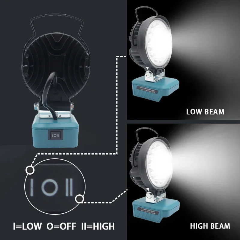 자동차 LED 작업 조명 손전등 Makita Lomvum Zhipu Hongsong Jingmi 14.4V 18V 리튬 이온 배터리 BL1830 용 전기 토치 스포트라이트