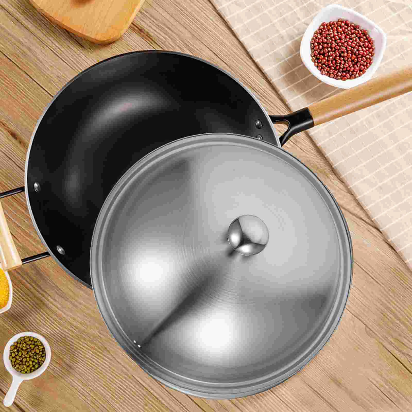 

1x Rustproof Reusable Knob Design Universal Pan Lid Frying Pan Lid Wok Lid for Home