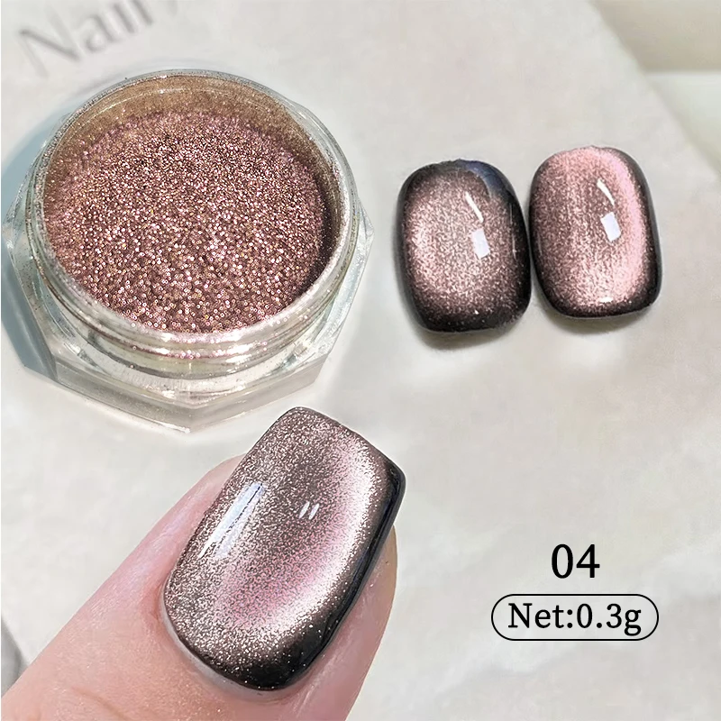 Nail Powder Nail Glitter Nail Pigment Nail Decorations Glitter Cat Magnet Nail Powder xNail Shinning Chameleon Effect Chrome Pigment Dust UV Gel Polish Nail Art Decorations