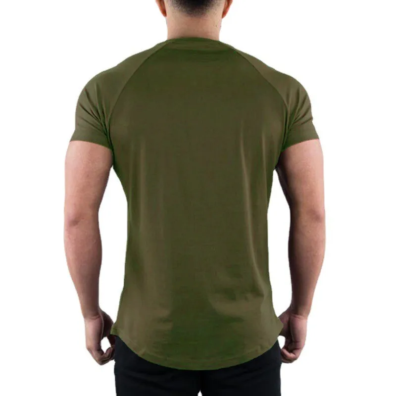 Men's Cotton Short Sleeve Slim Fit Gym T-Shirt - Casual Fitness Workout Tee