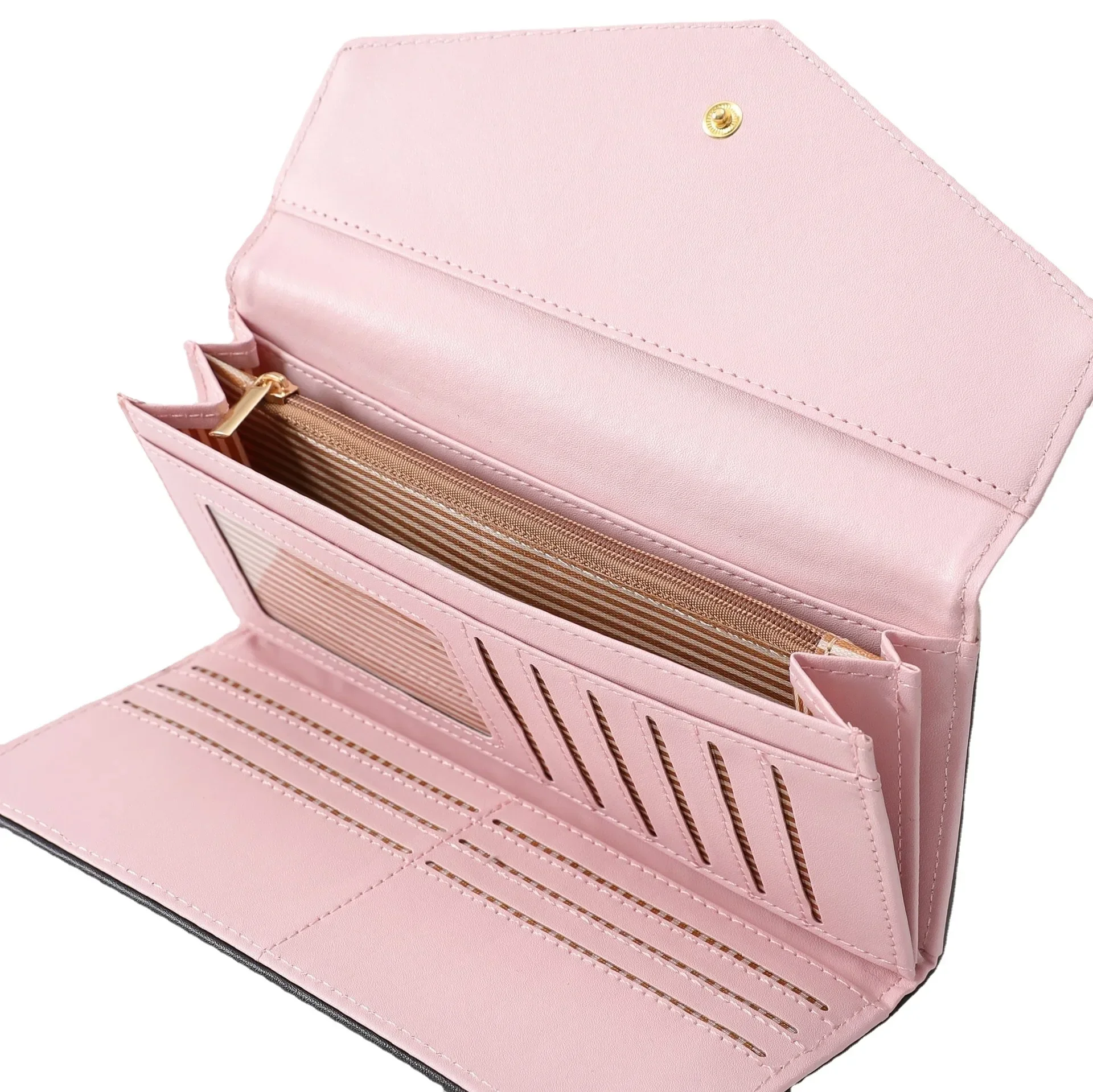 Wristlet Fashion Envelope Women Wallet Hit Color 3Fold Flowers Printing PU Leather Wallet Long Ladies Clutch Coin Phone Purse 5