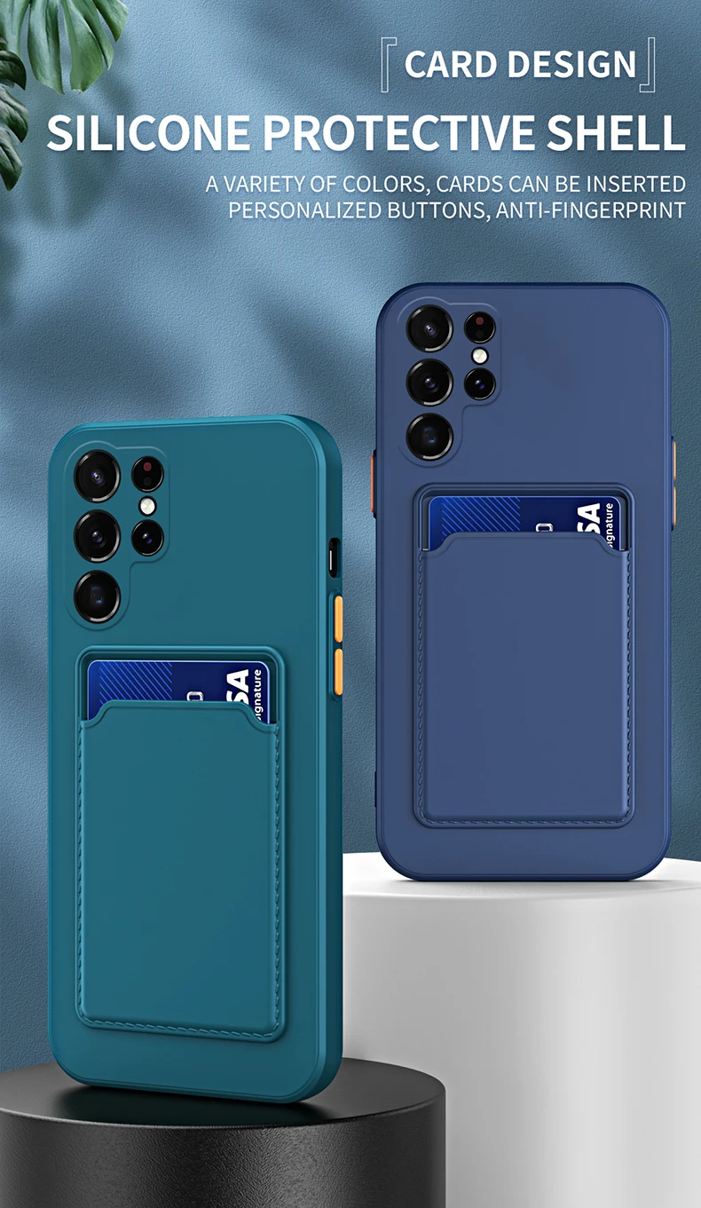 Wallet Card Holder Soft Silicone Case For Samsung S22 S21 S20 Ultra Plus A52 A32 A22 A12 A73 A53 A13 A33 A23 A71 A51 Fun_voghion.com