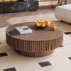 Round Coffee Table with Storage,Modern Wooden Coffee Tables with Solid Wood Veneered,Circle Center Tables Accent Tea Table 3