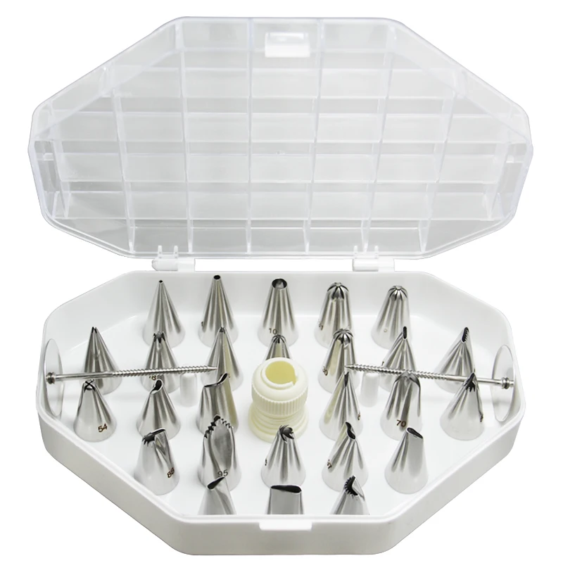 

Free Shipping Stainless Steel 26pcs Cake Decorating Icing Tips Set Baking Tools Kit HB0224N