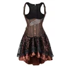 Brown Corset Dress Set Women's Steampunk Gothic Bustier Corset with High Low Skirt 2