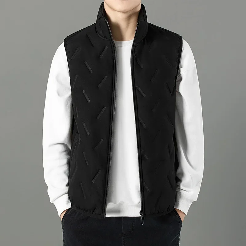 Dress Vests Men's Ultrasonic Fleece-Lined Cotton Vest Casual Fashion Warm Dad's Style Sheep Fur Vest For Spring Autumn