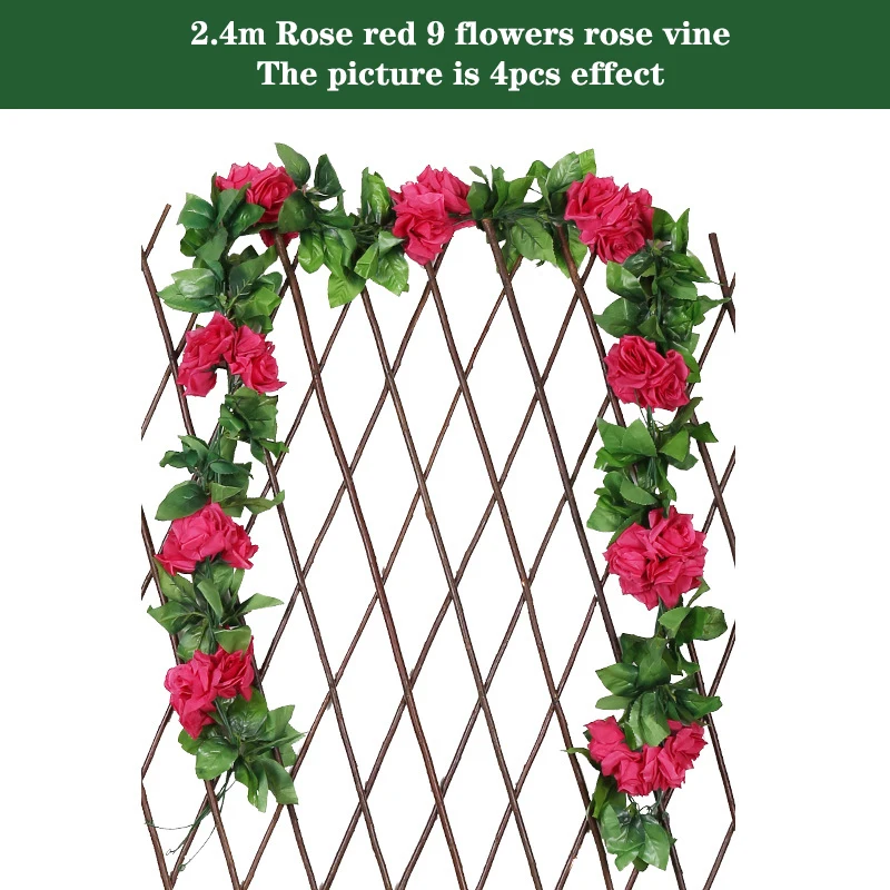 Silk Artificial Rose Vine Hanging Garland for Elegant Wall and Home Decoration