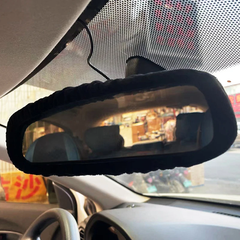 Rearview Mirror Rearview Mirror Cover 1pc Car Rearview Mirror Cover Flannel Auto Rear View Mirror Decoration