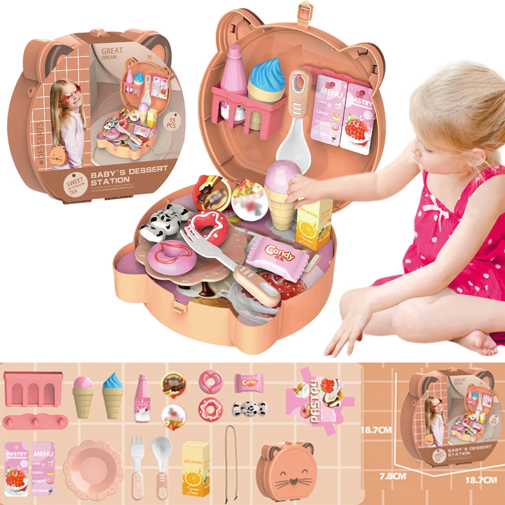 【Factory-direct】 Children Tea Meking Set Portable Suitcase Pretend Play for Girls Boys Gifts Learning Toys.