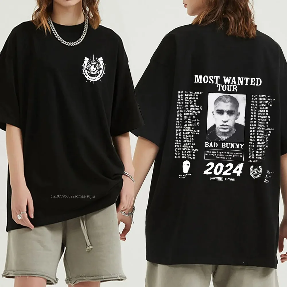 

Bad Bunny T Shirt Most Wanted Tour 2024 Nadie Sabe Lo Que Va A Pasar Manana T-shirt Men's Hip Hop Vintage T-shirts Streetwear