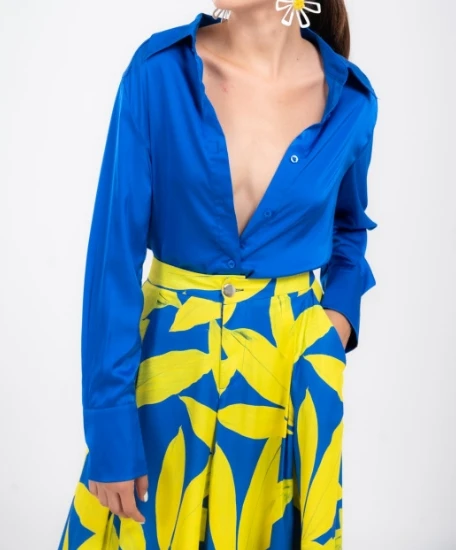 Leisure Fashion for Women's Two Piece Set 2024 Spring/summer Loose Style Printed Elegant Style Shirt Top Wide Leg Pants Set