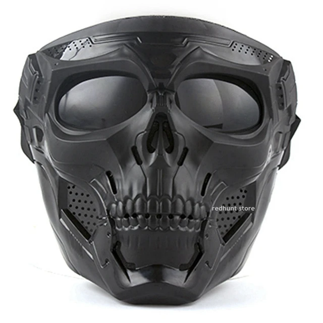 Máscara de juego para disfraz de Airsoft, máscara protectora de cara  completa, correa ajustable de calavera transpirable táctica, Cosplay CS de  Halloween