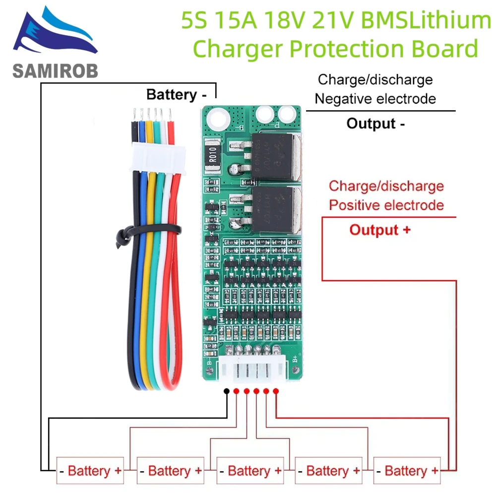 1PCS SM 5S 15A Li-Ion Lithium-Batterie BMS 18650 Ladegerät Schutz Bord 18V 21V Zelle Schutz schaltung