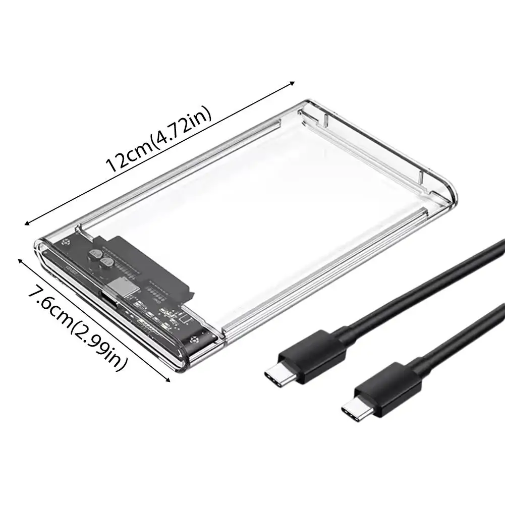 2.5인치 투명 SATA 외장 하드 드라이브 케이스 USB 2.0 Type-C 어댑터 휴대용 HDD SSD 케이스 박스