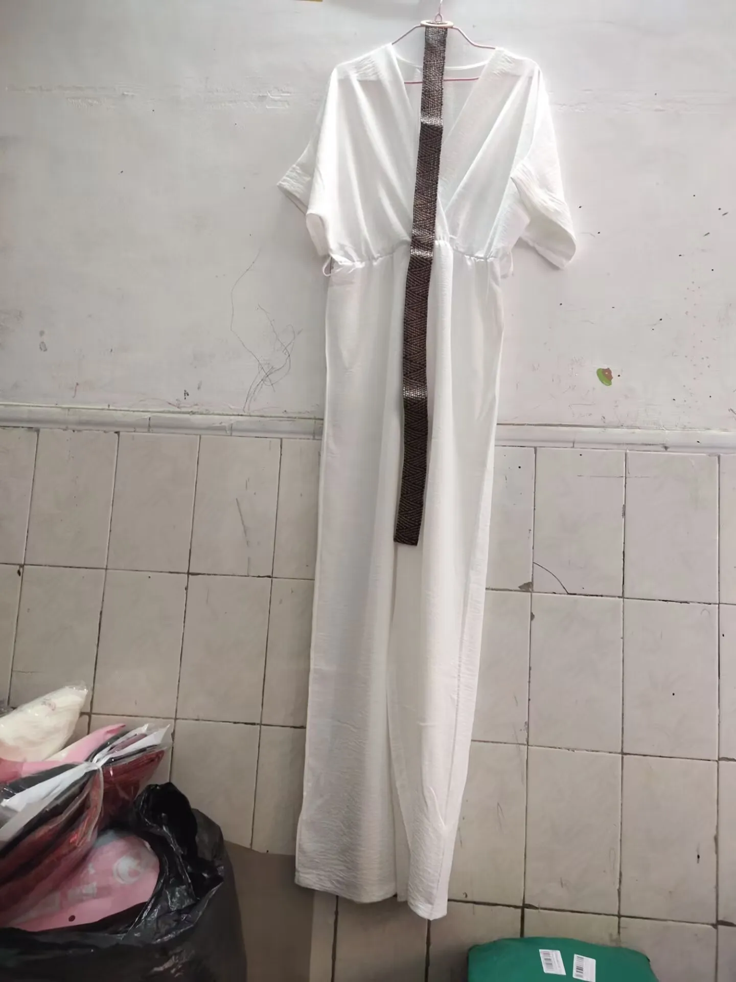 2024 Spring Female Jumpsuits Short Sleeve V-neck Women's Rompers Long Loose Office Lady Batwing Overalls Jumpsuit for Women Pant