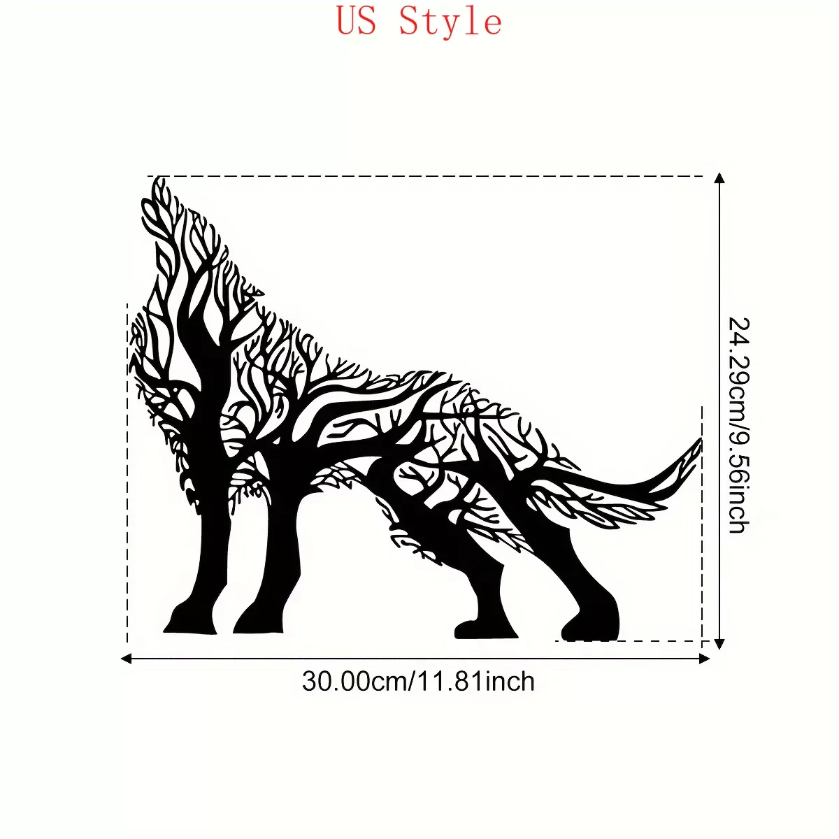 

Tree Branch Wolf Isomorphic Iron Home Decor Interior Decoration Great Choice for Living Room Wall Decoration 11.81*9.56inch Gard