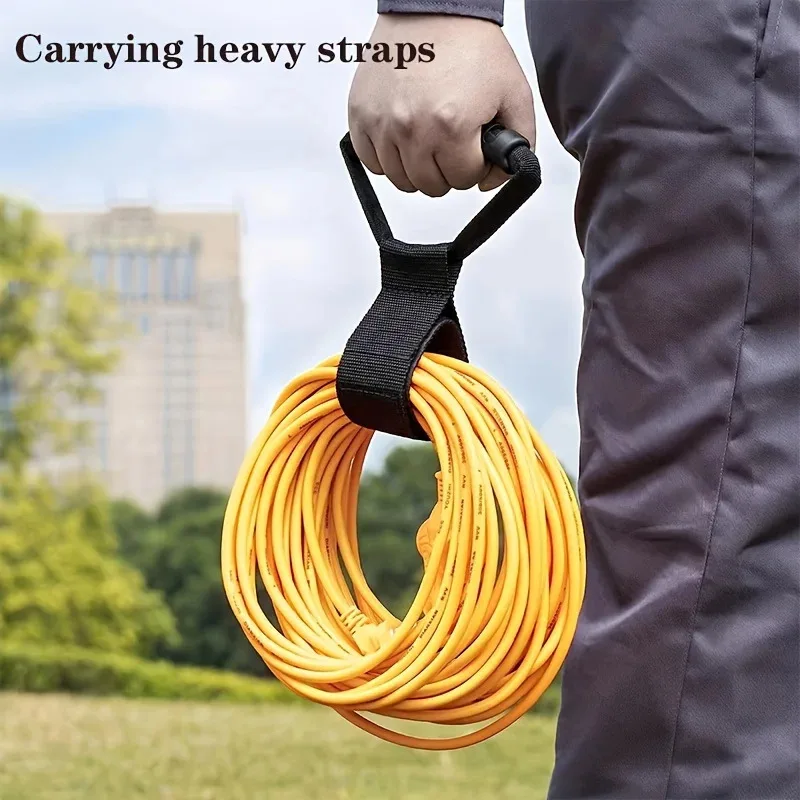 Heavy-Duty Durable Storage Strap for Secure Nylon Garden Hose Organization and Garage Storage with Open Closure Type