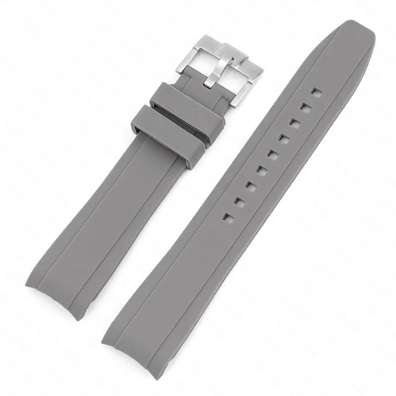 Curved End Rubber Silicone Watch Strap - 18-22mm