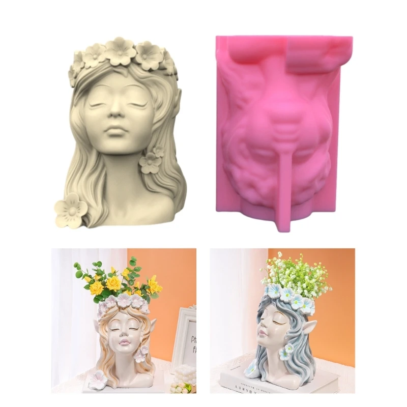 Wreath Girls Pen Holder Silicone Molds Table Ornament Mould Plasters Making Tool Succulent Planter Mold Easy to Clean