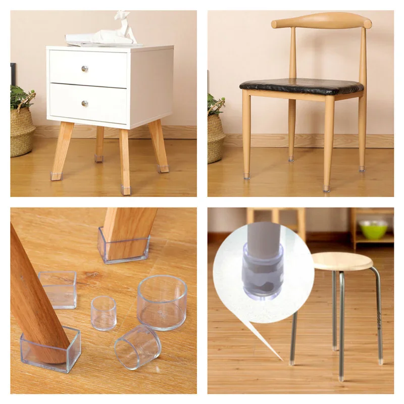 Non-Slip Silent Chair Leg Floor Protector Caps - Set of 4/8/16