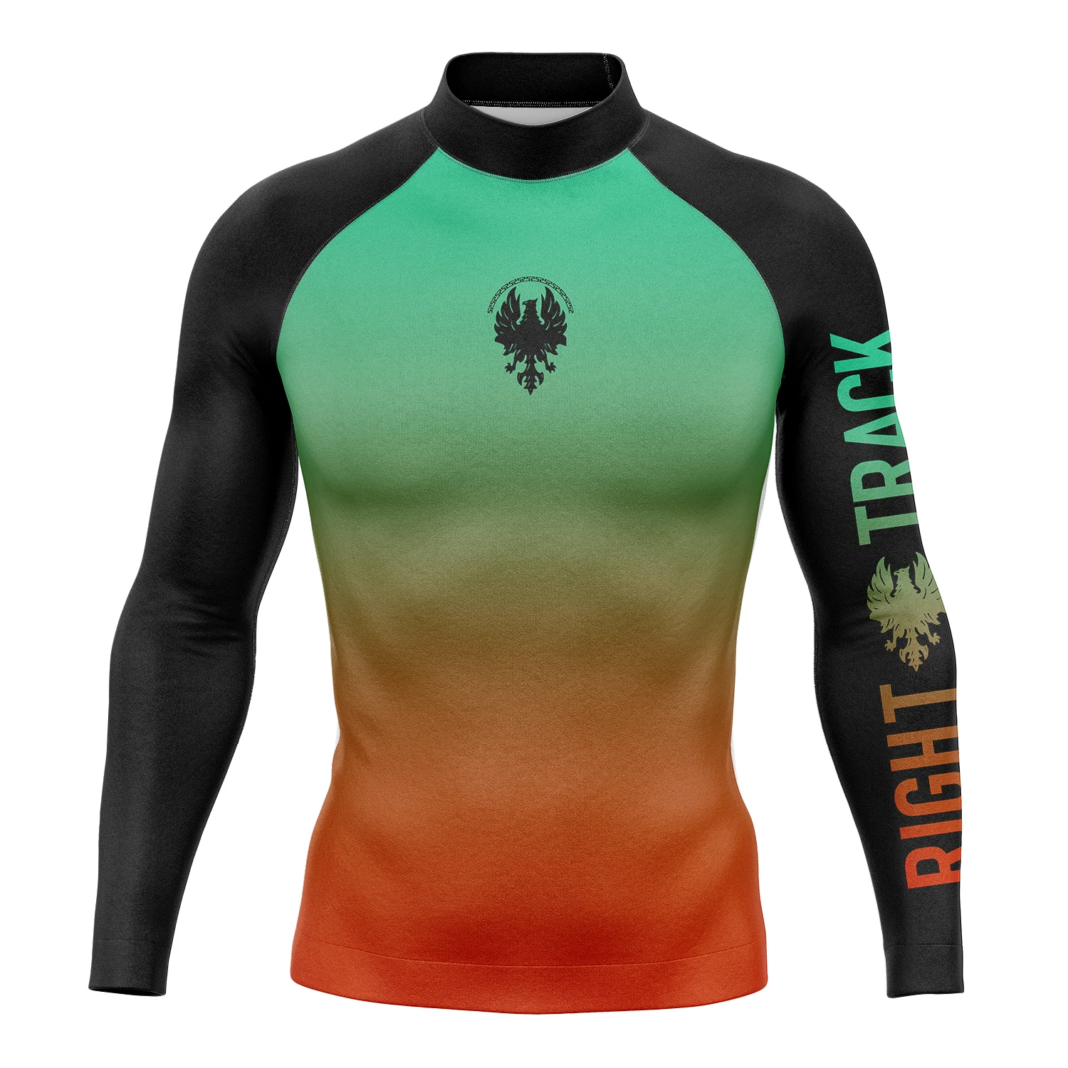 RIGHTRACK Men's Long Sleeve Surfing Shirt Rashguard UV Protection Lycra Swimwear UPF Diving Suit Gym Cheerful Clothes