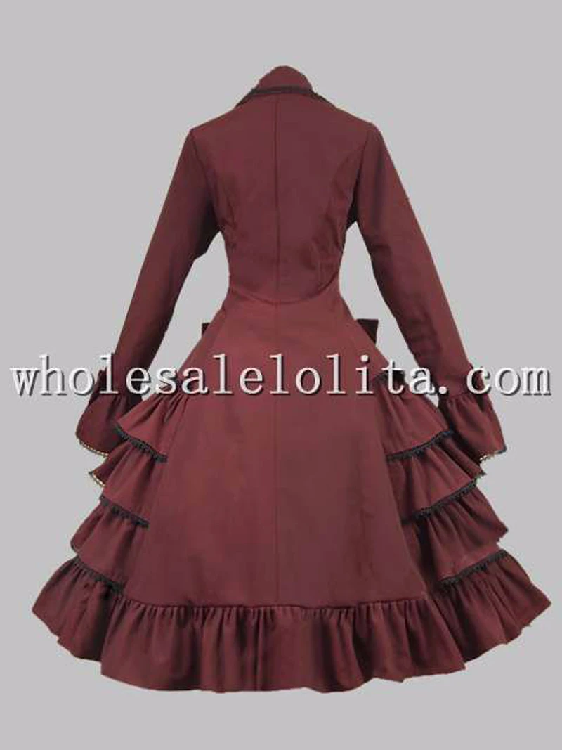 Gothic Victorian Lolita Steampunk Cotton Ruffles Coat Dress Lolita Channel A-Line 4XL Tea Party Dresses