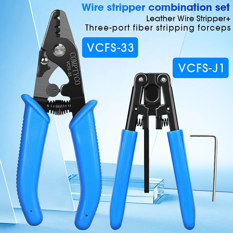 

COMPTYCO 2PCS Fiber Optic Tool Kit VCFS-33 Three-Port Fiber Optical Stripper and 3mm * 2mm Wire Stripper