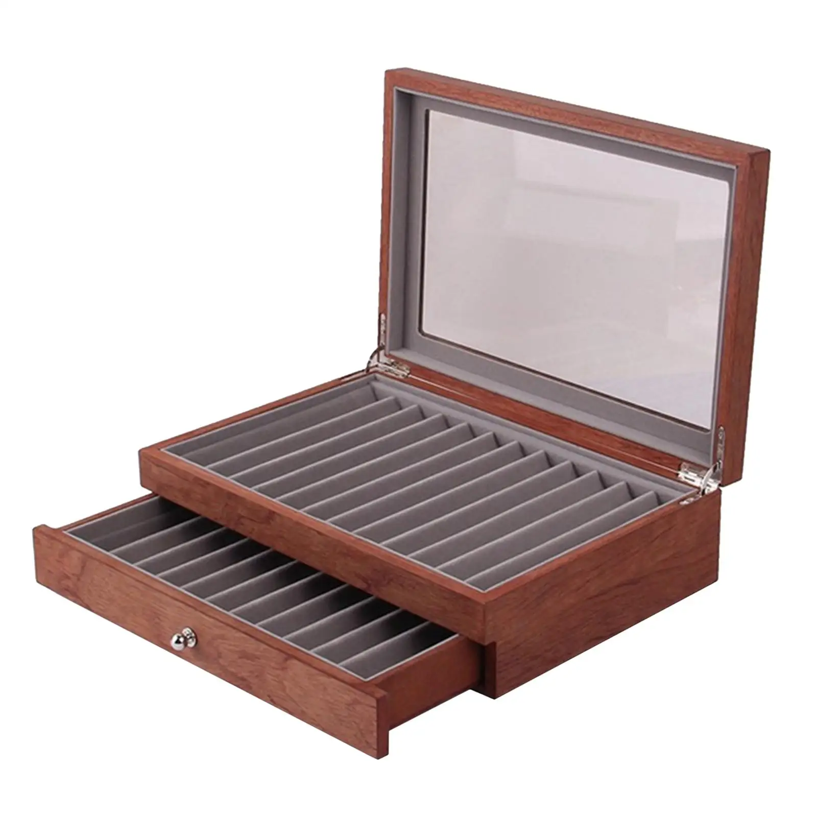 

Practical 2 Layer 23 Slots Display Case & Lid Window with Drawer