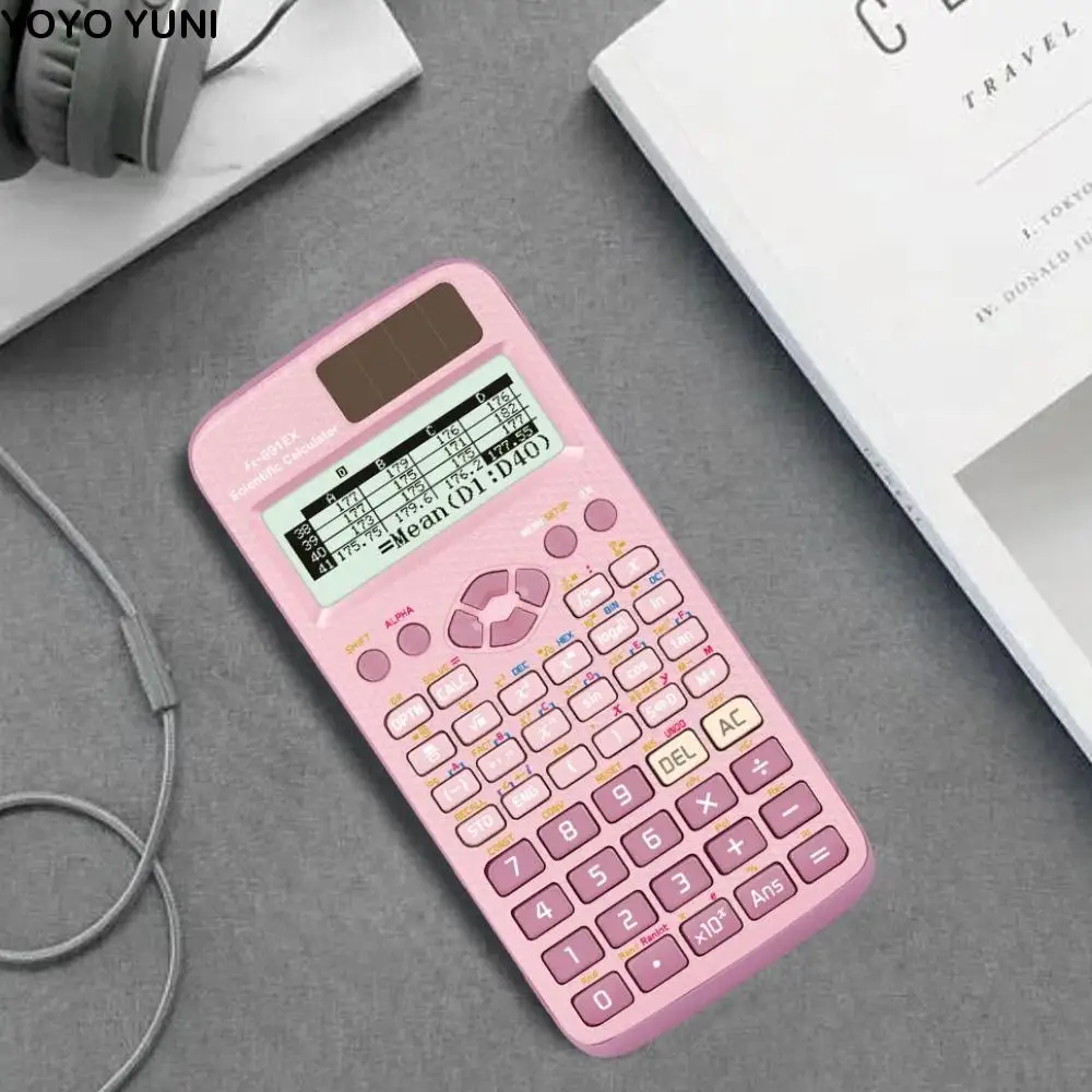 آلة حاسبة علمية بقوة البطارية 552 وظيفة ميزات متقدمة FX-991EX آلة حاسبة وردي/أزرق/أسود متعددة الوظائف