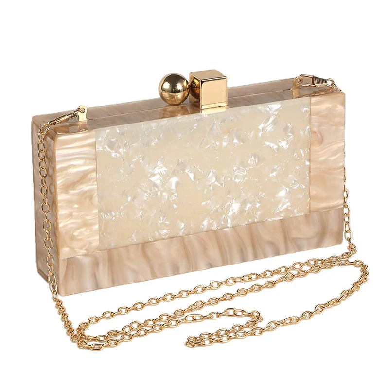 

YYW Women Acrylic Evening Clutch Bag Glitter Marble Purse Handbag for Wedding Cocktail Party Crossbody Shoulder Square Handbag