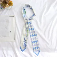 New Summer Print Flower Small Scarf Handle Bag Ribbons Fashion Head Scarf Small Long Skinny Scarves Headbands Scarf For Women 3